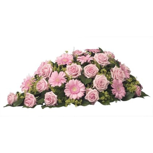 Rouwstuk roze bloemen druppel model ( UB 202 )